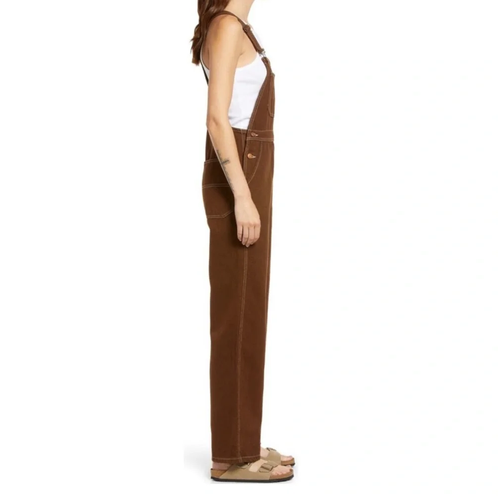 Reformation Milo Utility Overalls Chocolate Brown size 8 - Picture 4 of 9